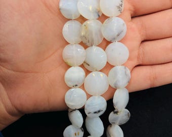 Peruvian Opal faceted coin shape 14-16mm size, Beads• Length 10 Inch • AAA Quality • Natural Peruvian Opal faceted beads.