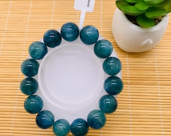 Kyanite Bicolor Bracelet - 14.5 mm Size - Code #D24 - AAAA Quality - Length 7.5 Inch- Natural Kyanite Round Bracelet