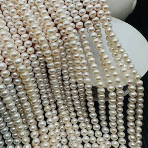 Perline di perle d'acqua dolce rotonde da 5 a 5,50 mm - Perline di patate di perle d'acqua dolce bianche naturali - Grado AAA