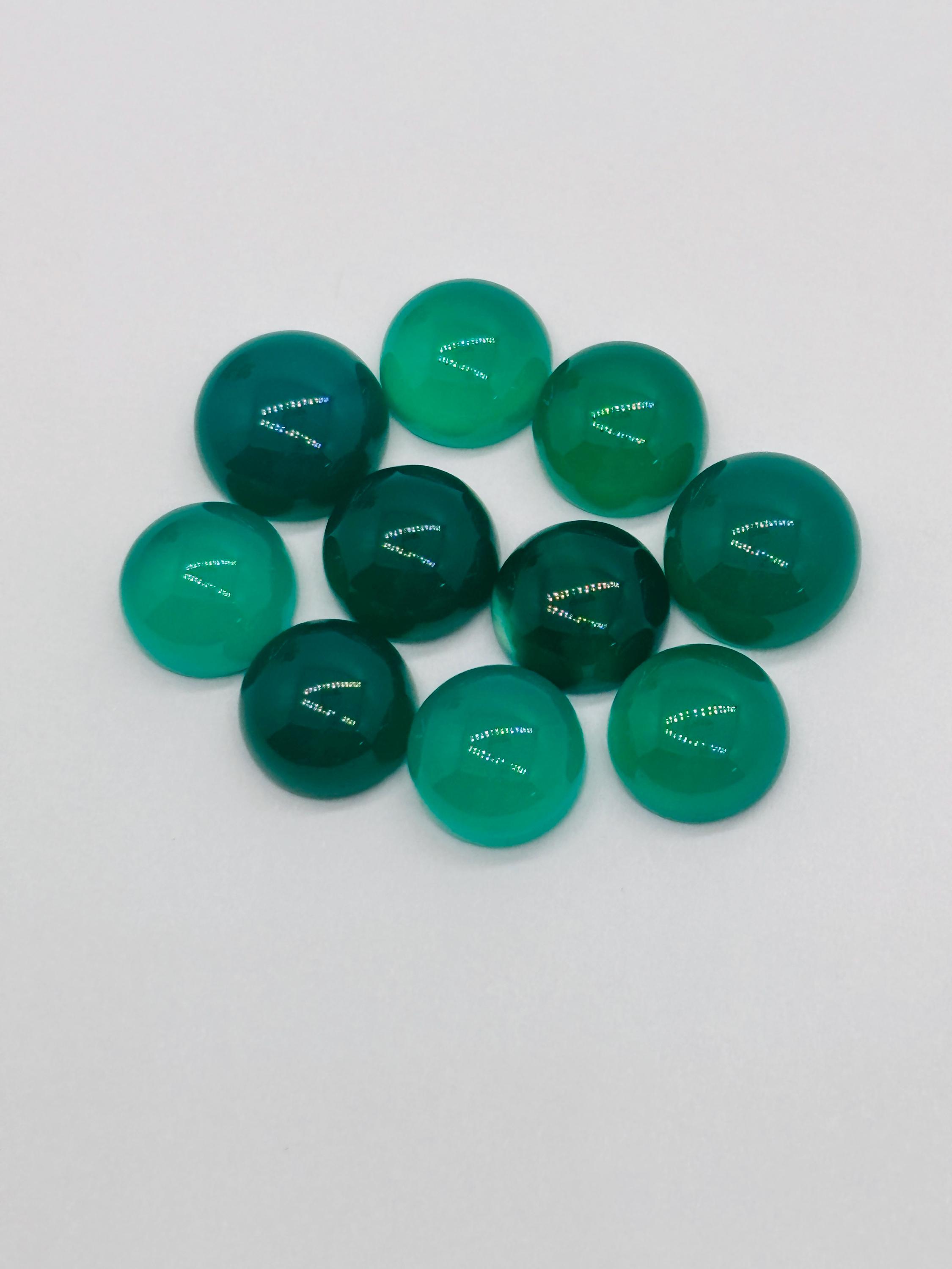 8MMグリーンオニキスカボション、ルースジェムストーン、8個パック