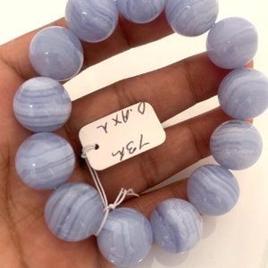 14mm Blue Lace Agate Round Beads Bracelet 7.5 Inch length -Top Quality- Blue Lace agate Bracelet - 100% Natural