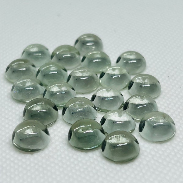 6MM Prasiolite Round Cabs - Pack of 6 Pcs - AAA Quality - Natural  color -  Natural Prasiolite Stone- Green Amethyst loose stone