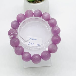 Kunzite Bracelet - 14 mm Size - Code# B4  - AAA Quality - Natural Kunzite Round Bracelet - Length 7.5 Inch