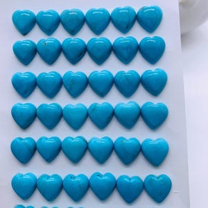 Turkusowe serca Cabochon - rozmiar 8 mm - opakowanie 2 szt. - jakość AAA - 100% naturalny turkus - Turkusowe serce Cabochon - płaskie tyły Cabochon