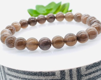 Sunstone Bracelet • 8mm Size • Code #A2 • Weight 17.1 gm • Natural Black Sunstone Round Bracelet • Sunstone Jewelry