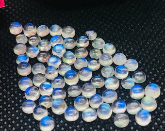 3MM Moonstone Round Rainbow  Cabs, Pack of 10 Pc. Good Quality Cabochons Code AAAA , Moonstone Cabochon