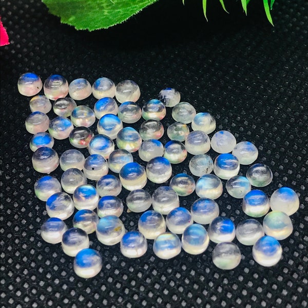 3MM Moonstone Round Rainbow  Cabs, Pack of 10 Pc. Good Quality Cabochons Code AAAA , Moonstone Cabochon