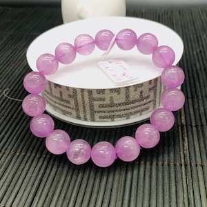 Kunzite Bracelet - 12 mm Size - Code# C7  - AAAA Quality - Natural Kunzite Round Bracelet - Length 7.5 Inch