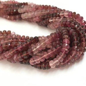 5MM Pink Tourmaline faceted Rondelle Top quality 16.5&quot; Strand, Natural Pink tourmaline micro faceted beads , origin Madagascar