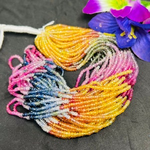 Sapphire faceted 2.5MM Roundel Beads • • Length 16 Inch • All Natural Sapphire Beads •  Jewelry Making Beads, precious stone beads