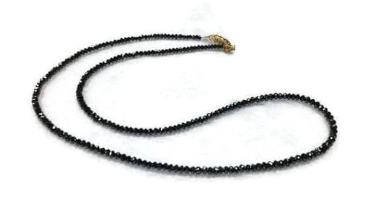 Black Diamond Necklace With 14K Gold Clasp Length 16 Black