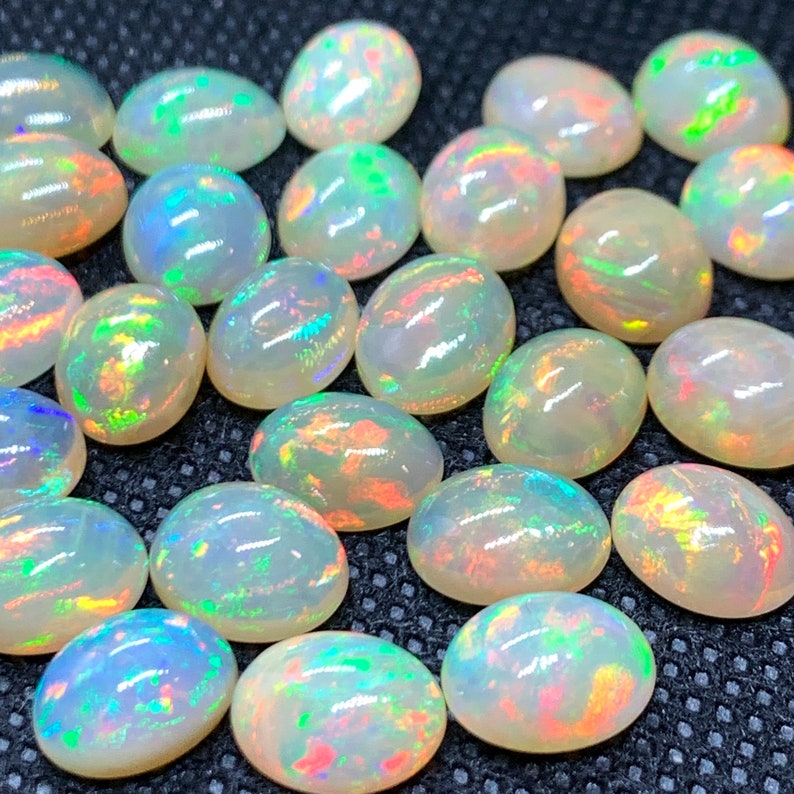 Ethiopian Opal 8X10 mm size Cabs Pack of 5 Pieces Code 07 AAA Quality AAA Grade Opal Cabochon Ethiopian Opal Oval Cabochon image 2