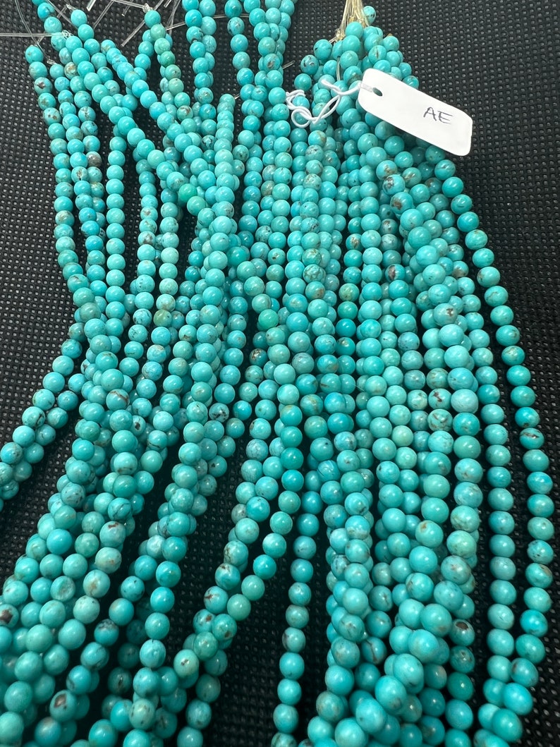 Turquoise Round 4MM Beads , 100 % Genuine Stone , Length in 16 Inch ...