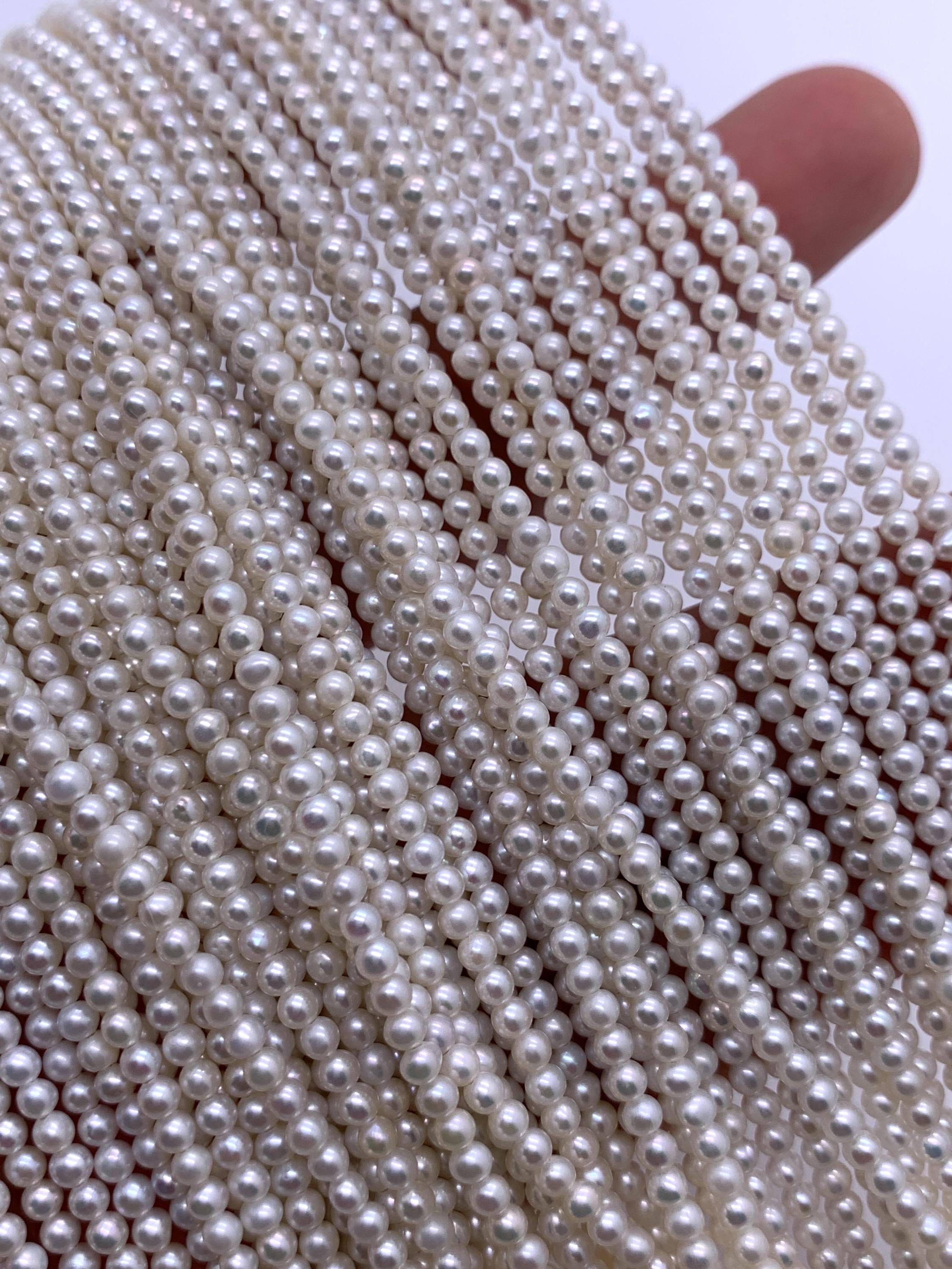 Perle d'eau douce blanche de 2-2,5 mm - Perles rondes - Perle naturelle - Qualité AAA - Perles perlées