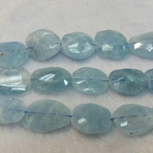 アクアマリン ファセット ナゲット、14-15X21-22 mm、アクアマリン タンブル ビーズ、ブルー アクアマリン 最高品質。長さ 16 インチ