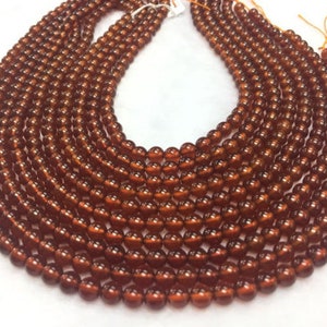 Hessonite Garnet 5mm Round Beads- Top Quality Beads- Length 40 cm- Hessonite Beads