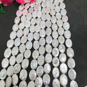 Pearl Oval Shape  9X13MM AAA Quality - Length 40 cm-  Good Quality Natural Freshwater Pearl, white Oval pearl