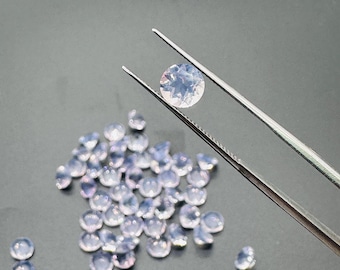 Cuarzo Lavanda de 6 mm de corte redondo - Paquete de 4 piezas - Color lavanda claro - Calidad AAA