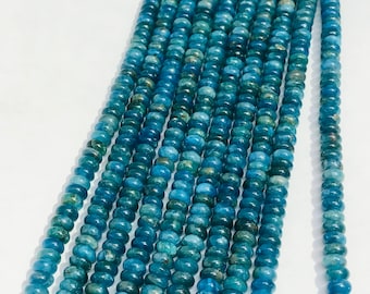 6 MM Cuentas de redondeo de apatita de neón - 40 cm de longitud - Cuentas 100% naturales - Cuentas de patia rondelle de neón