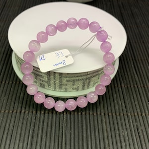 Kunzite Bracelet - 8 mm Size - Code# D9 - AAAA Quality - Natural Kunzite Round Bracelet - Length 7.5 Inch