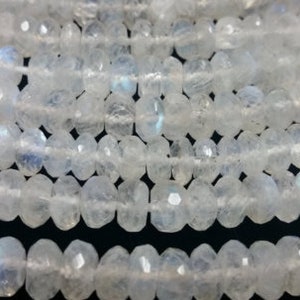 16inch line 5mm to 5.5mm White Rainbow Moonstone faceted round beads