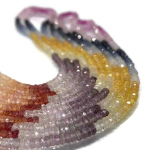 Sapphire faceted Roundel Beads 3MM All Natural sapphire beads. Top Quality precious stone beads- Multi Sapphire Rondelle Beads