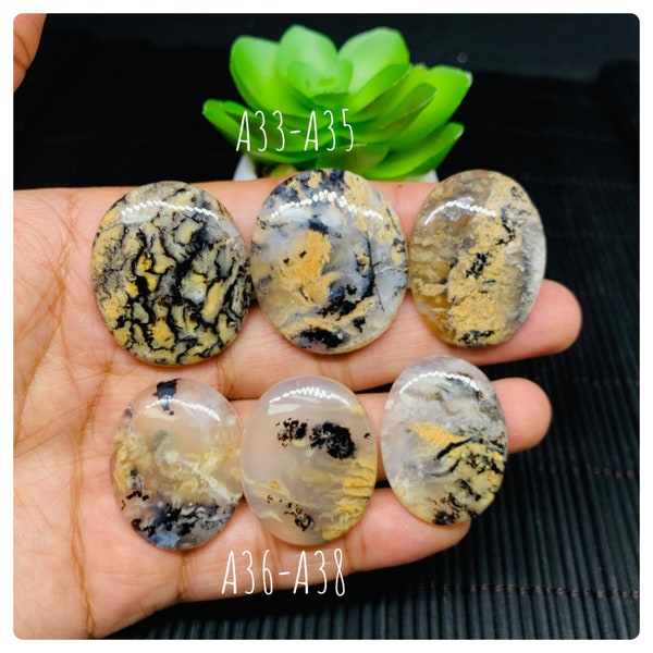 Dendritic Tiger Agate Cabochon • Code A33- A38 • AAA Quality • Natural Dendritic Agate Cabs • Dendritic Agate Pendant