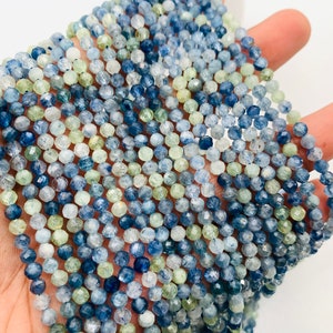Kyanite Round Faceted Beads • 4 mm Size • AA Quality • 40 cm Length • Natural Kyanite Faceted Round • Blue Kyanite Beads