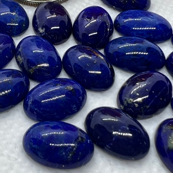 10X14MM Lapis Lazuli Cabochon | Pack of 2 Pcs | AAA Quality | Lapis Cabochons | Lapis oval Cabochons | Lapis Golden Pyrite,