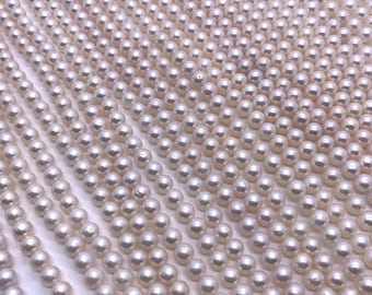Perlas de agua dulce blancas redondas de 7 mm - Perla natural - Calidad AAA - Perlas de color blanco