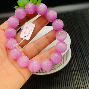 Kunzite Bracelet - 15 mm Size - Code# C13  - AAAA Quality - Natural Kunzite Round Bracelet - Length 8 Inch