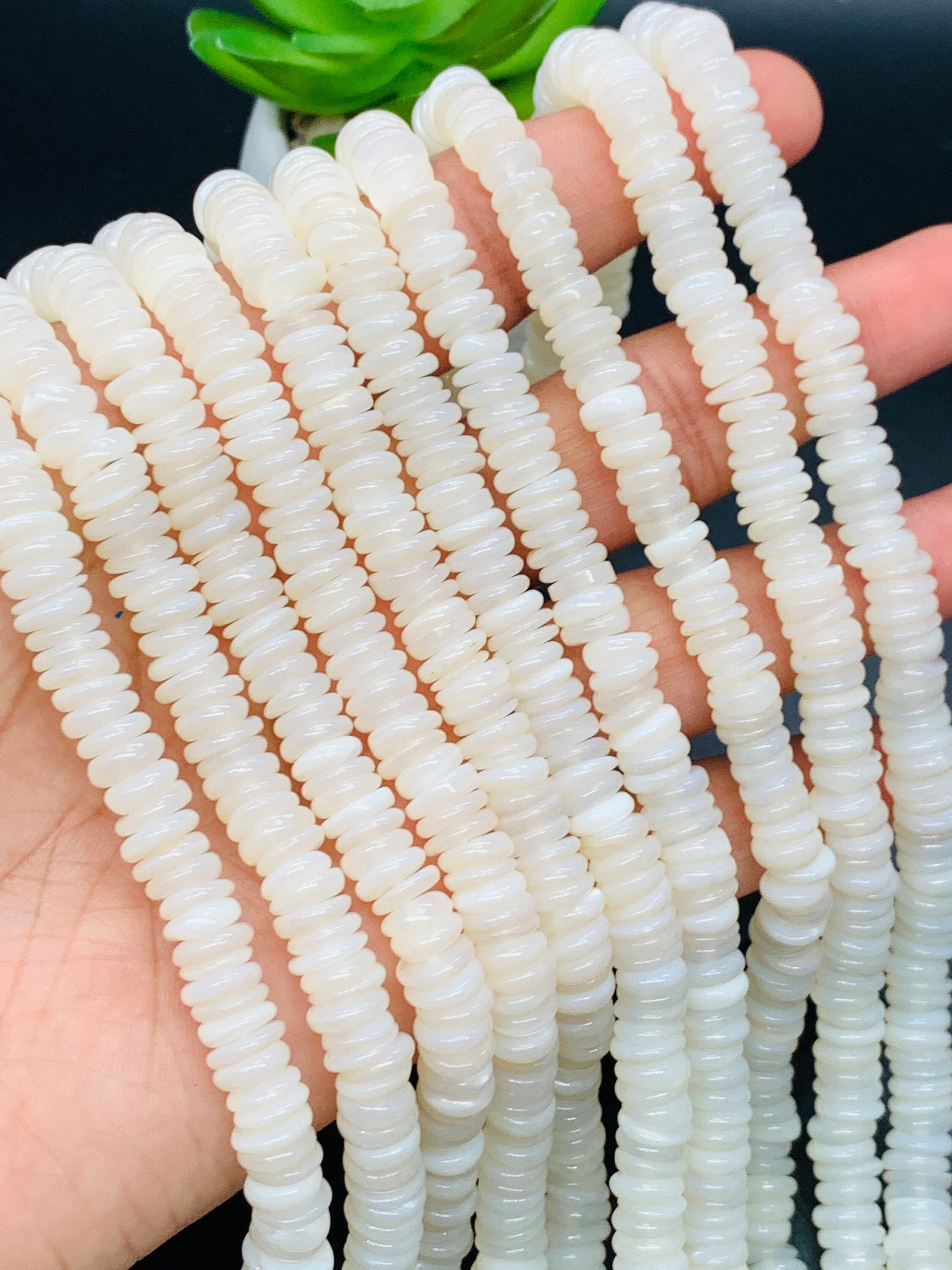 Real Cultured Pearl Rondelle Beads – 7x8mm White – 15 Loose Spacer Beads