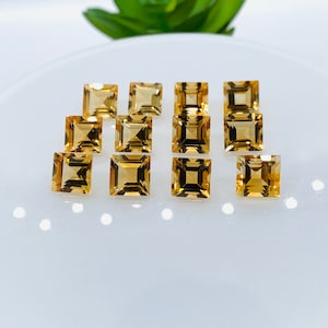 Citrine Square Faceted Cut • 8x8  mm size • Pack of 2 Pc • AAA Quality • 100% Natural Citrine Faceted Square Loose Pieces