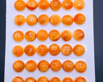 Cabochon rotondi di conchiglia di ostrica spinosa da 10 mm • Confezione da 4 pezzi • Qualità AAA • Cabochon di conchiglia naturale • Colore arancione
