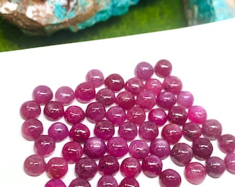 Natural Ruby 4MM Cabochon -Pack of 6 Pieces - AAA Quality-  Origin Tanzania- Ruby Round Cabs- Natural Ruby Stones