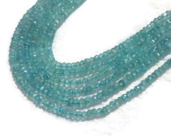 Aquamarine faceted Roundel AA grade, size 3-3.5mm, Length 14" Hand cut faceted
