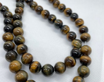 10 MM Tiger Eye  Round Beads ,Tiger Eye good Quality, Length is 16 inch