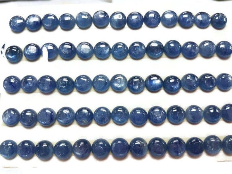 8MM Kyanite Round Cabochons, Kyanite Cabs, Super Fine Quality Cabs,Pack of 6 pc. image 4