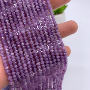 4mm Lepidolite Faceted Rondelle beads - AAA Quality - Length 39 cm - Natural Lepidolite faceted Roundel- Medium Color