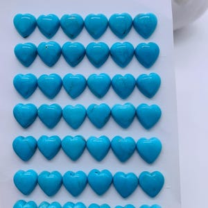 Turkusowe serca Cabochon - rozmiar 10 mm - opakowanie 1 szt. - jakość AAA - 100% naturalny turkus - Turkusowe serce Cabochon - płaskie tyły Cabochon