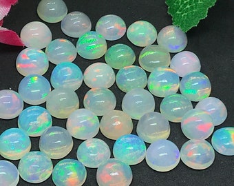 7MM Ethiopian Opal Round Pack 1 Pcs- AAAA Quality (4A Grade) Opal Cabochon - Ethiopian Opal Round Cabochon