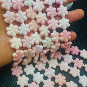 Queen Conch Shell 6 Petal Flower Double Side Carving Beads • 15 mm Size • Length 40 cm • AAA Quality • Natural Pink Queen Conch