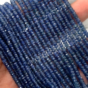 Blue Sapphire Faceted 3MM Roundel, Length 6 Inch - Code# 3 - AAA Quality - Burma sapphire Natural Blue sapphire - Blue Color