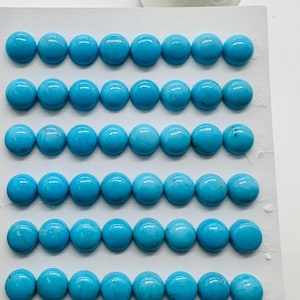 Turquoise Round Cabs - 8 mm size - Pack of 4 Pc - AAA Quality - 100% Natural Turquoise- Turquoise Round Cabochon - Flat Back Cabs