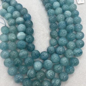 14MM Aquamarine Round Beads  - AAA Quality - Length 40 cm- Natural Aquamarine from Brazil.