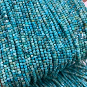 2mm Turquoise Faceted Cube Beads - Length 39 cm -AAA Quality - Natural Turquoise Cube