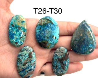 Cabochon Shattuckite • Codice T26- T30 • Qualità AAA • Cabochon Shattuckite naturale •