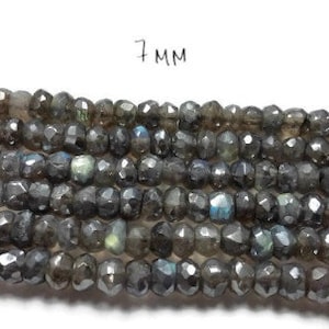 7mm Labradorite Faceted coating Roundel beads, labrdorite faceted beads , length 14 Inch Labradorite coating