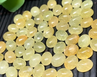 Gelber Saphir Cabochon 6 x 8 mm Größe - Packung mit 2 Stk - AAA Qualität Saphir Kabinen • natürliche gelbe Saphir • Saphir Cabochon