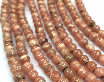 6mm Rhodochrosite Round Beads, Length 40mm, Good Quality- Rhodochrosite Round Beads